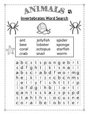 English Worksheet: Invertebrates