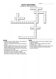 English Worksheet: HEAVY MACHINES CROSSWORD