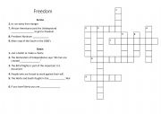 English Worksheet: Crosswords on freedom