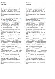 English Worksheet: Last Kiss - Pearl Jam