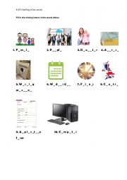 English Worksheet: Spelling practice - essential key words