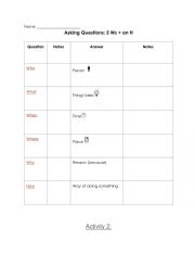 English Worksheet: 5 Ws: Question Words