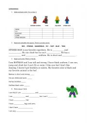 English Worksheet: SUPERHEROES KIDS WS