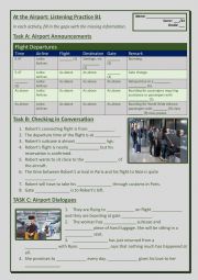 English Worksheet: At the Airport: Listening Practice (B1)