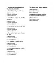 English Worksheet: Conditionals 1,2,3
