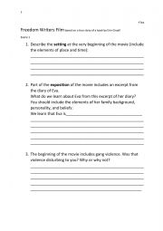 English Worksheet: Freedom Writers Film Worksheet