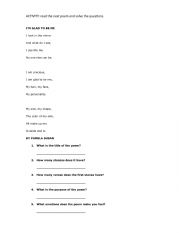 English Worksheet: POEM