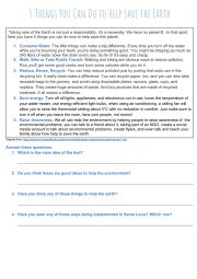 English Worksheet: Save the earth
