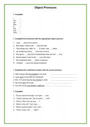 English Worksheet: Object Pronouns
