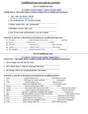 English Worksheet: conditional type zero one one exerciss