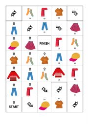 English Worksheet: clothes board game