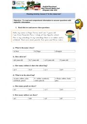 English Worksheet: In the classroom 