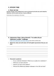 English Worksheet: Spooky time - Vocabulary and listening