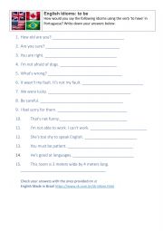 English Worksheet: English Idioms verb to be 