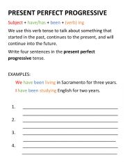 English Worksheet: Present Perfect Progressive Verb Tense
