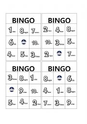 English Worksheet: Template bingo numbers