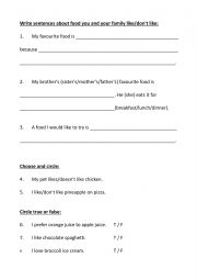 English Worksheet: A1 Movers food Worksheet questions