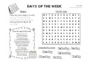 English Worksheet: Days of the week
