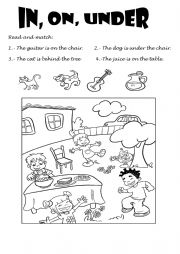 English Worksheet: In on under