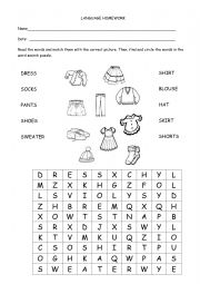 English Worksheet: Clothes 