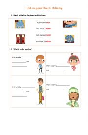 English Worksheet: Put on your shoes- Activity