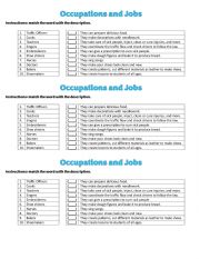 Occupations and jobs matching exercise