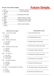 English Worksheet: Future Simple REVISION