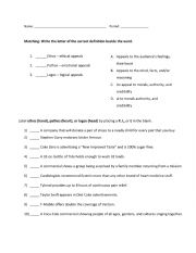 English Worksheet: Ethos, pathos and logos quiz