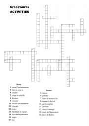English Worksheet: Crosswords activities and hobbies