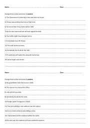 English Worksheet: Active to Passive voice