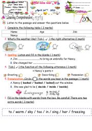 English Worksheet: Mid term test 3 7th form