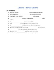 English Worksheet: Used to - be/get used to