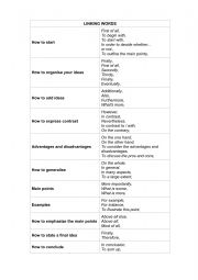 English Worksheet: linking words