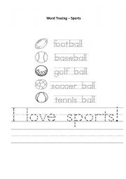 Word Tracing - Sports
