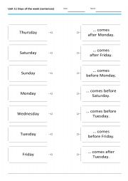 English Worksheet: Days of the week