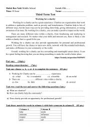 English Worksheet: Charity