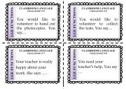 Classroom Language Challenge game Cards 5 to 8