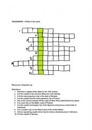 Crossword - cities in the world