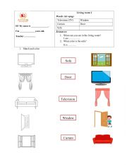 English Worksheet: living room worksheet