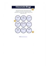 English Worksheet: Classmate Bingo