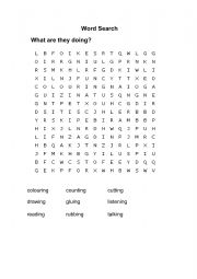 English Worksheet: Word search - What are they doing