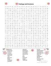 English Worksheet: Feelings and Emotions Wordsearch