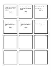 English Worksheet: Body parts game 