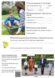 English Worksheet: Happy Birthday to Prince Louis of Wales !