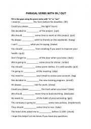 English Worksheet: Phrasal verbs with in and out 