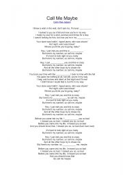 Call Me Maybe - Song - Fill in the blanks.
