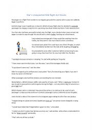 English Worksheet: Star�s Unexpected Mid-flight Act Shocks