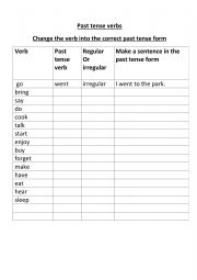 Past tense verbs