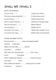 English Worksheet: Shall we and Shall I