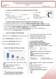 The exam for the 8th graders-Internet/Advaneture/On the Phone